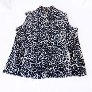 Charter Club animal print fuzzy vest